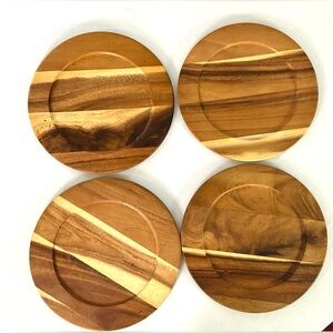 Acacia wood charger/plates-12.3” in diameter-set of four – like new